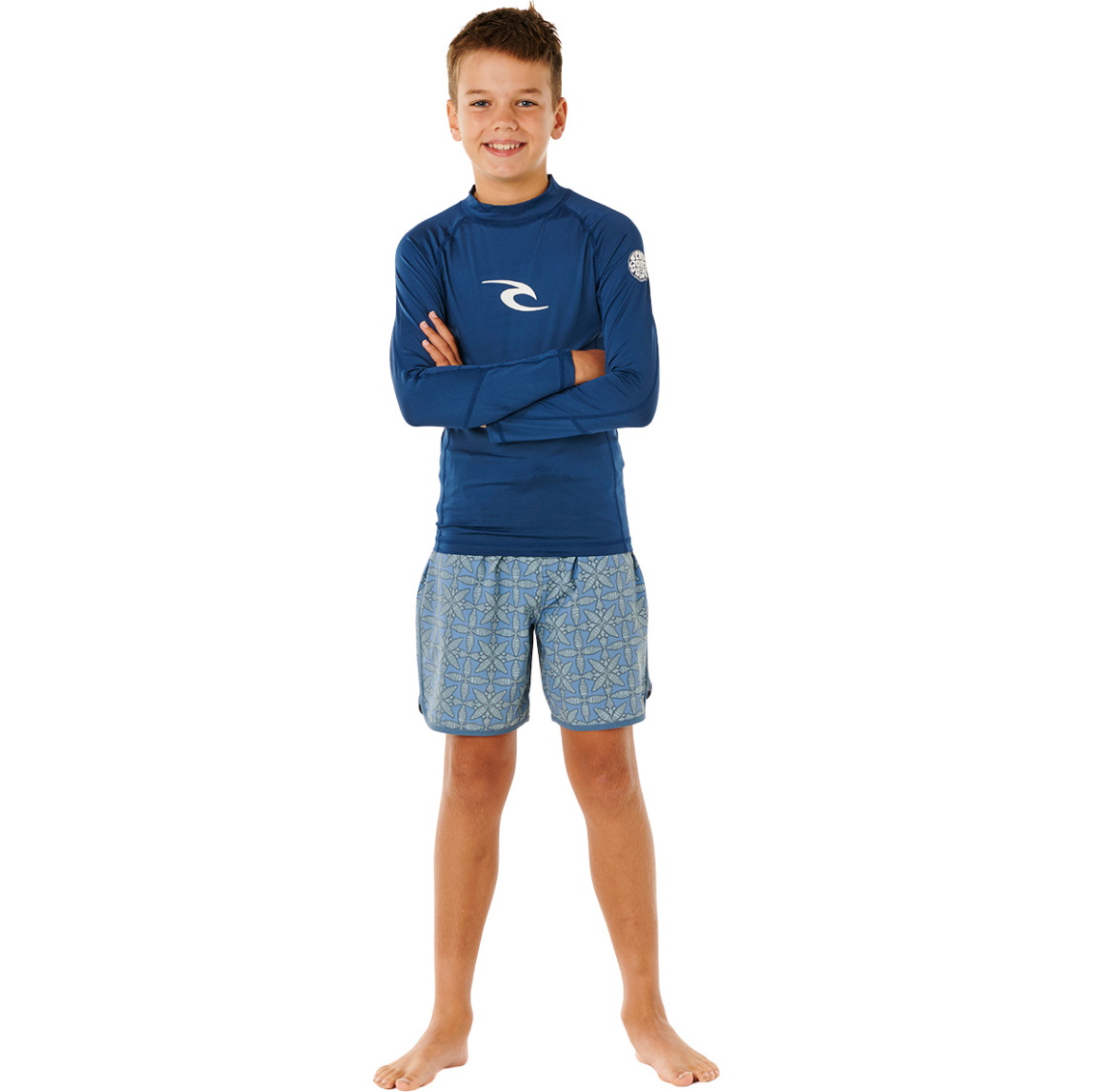 2026 Rip Curl Junior Waves UPF Long Sleeve Rash Vest 12VBRV - Light Navy